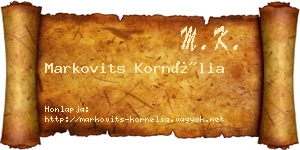 Markovits Kornélia névjegykártya